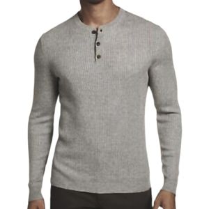 TASSO ELBA Gray Thermal Henley Silk Cashmere Cotton Blend Ribbed Sweater Top XXL